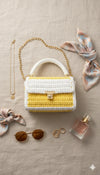 White yellow premium cotton clutch