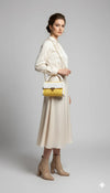 White yellow premium cotton clutch