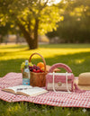 Multi pink premium cotton clutch with pearl chain