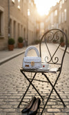 White Premium Metallic clutch bag