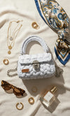 White Premium Metallic clutch bag