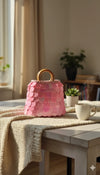 Cotton bag with premium sequins n wooden handle