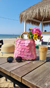 Cotton bag with premium sequins n wooden handle