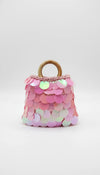 Cotton bag with premium sequins n wooden handle