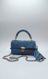 Premium metallic denim blue clutch