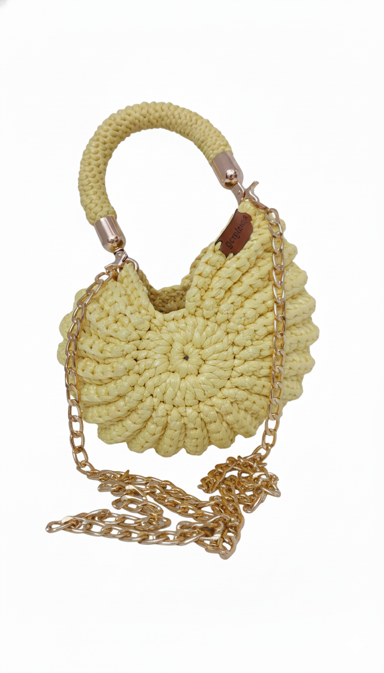Premium metallic lemon yellow mermaid shell bag – GetGlamour