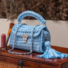 light blue metallic marshmallow bag
