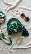Premium metallic emerald green clutch