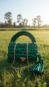 Premium metallic emerald green clutch