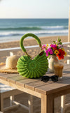 Premium metallic green mermaid shell bag