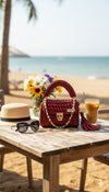 Premium metallic ruby clutch
