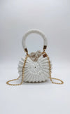 Premium metallic white mermaid shell bag