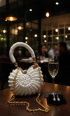 Premium metallic white mermaid shell bag