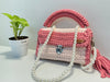 Multi pink premium cotton clutch with pearl chain