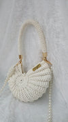pearl white  metallic shell bag