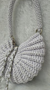 pearl blue white metallic shell bag