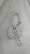 pearl blue white metallic shell bag