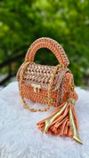 peach and rose gold metallic cotton marshmallow bag