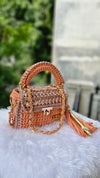 peach and rose gold metallic cotton marshmallow bag