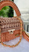 peach and rose gold metallic cotton marshmallow bag