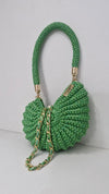 green metallic shell bag