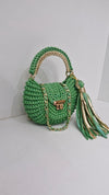 green gold metallic oreo bag