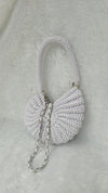 pearl blue white metallic shell bag