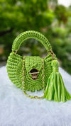 Metallic light green oreo bag