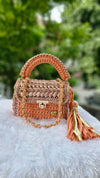 peach and rose gold metallic cotton marshmallow bag