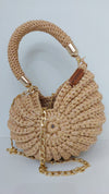 Premium metallic caramel mermaid shell bag
