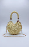 Premium metallic lemon yellow mermaid shell bag