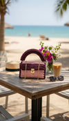 Pink maroon premium cotton clutch