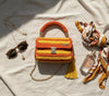 Yellow orange premium cotton clutch